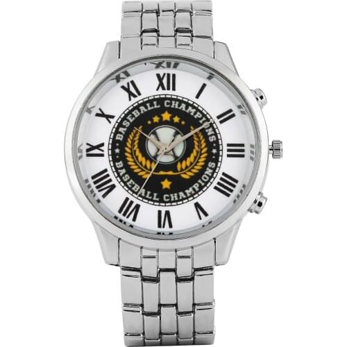 Mens Fashion Quartz Analog Watch Classic Baseball Champion Series Watches Practical Roman Numerals Dial Quartz Wristwatch
