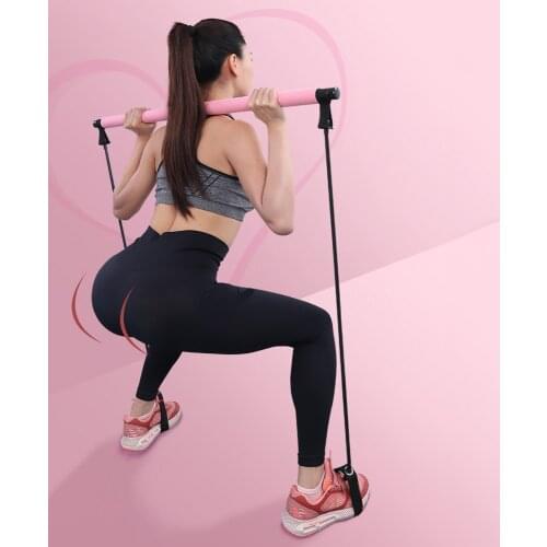 Pilates Bar Kit Resistance Band Yoga Exercise Foot Loop Toning Fitness Stick Yoga Pilates for Yoga Stretch Twisting Sit-Up Bar