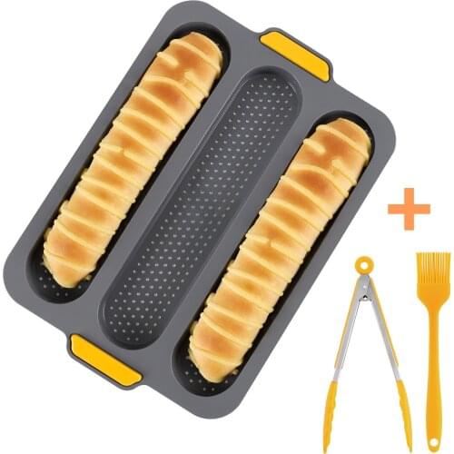 2020 New Useful Silicone Baguette, French Bread Mold, Cake Mold, Baking Tray, Food with Oil Brush, Baking Tool Set for Wholesale