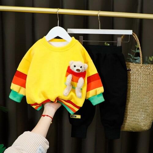 New Spring Kids Girls Clothing Set New Fashion Bear Print Clothing Toddler Girl Outfits Girl Cute Kids Baby Clothing Suits