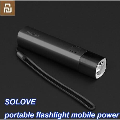 Original Youpin SOLOVE Portable Flashlight Mobile Power USB Rechargeable EDC Flashlight 3000mAh LED Torch for Bike