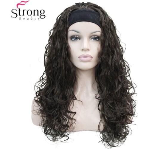StrongBeauty Headband wigs Women Synthetic Black/Blonde Long Curly Hair Capless Natural Wigs