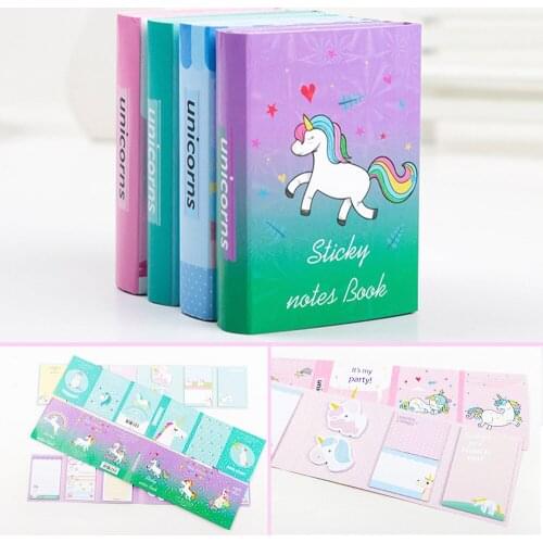 Lovely Cute Unicorn Party 6 Folding Memo Pad N Times Sticky Notes Memo Notepad Bookmark Gift Stationery