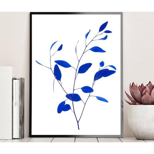 Nordic Simple Decor Painting Wall Art Canvas Blue Tree Branches Poster and Print Painting Picture for Living Room Home Decor