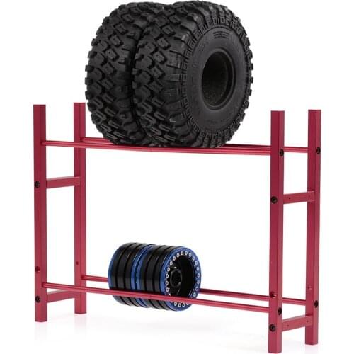 RCTOYFUN High Quality Aluminum Alloy Tire Rack Storage Garage Organizer For RC4WD TF2 SCX10 D90 1/10 RC Car Truck Crawler Tires