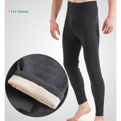 Warm Pants Mens Double Layer Thickened Non Plush Autumn Pants One Piece Line Pants