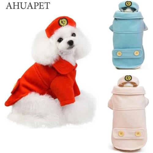 Yorkie Winter Coats Uniform Winter Jacket Dog Pet Outfits Dogs Clothes Stewardess Uniform Chihuahua Clothing Ropa Perro Soft