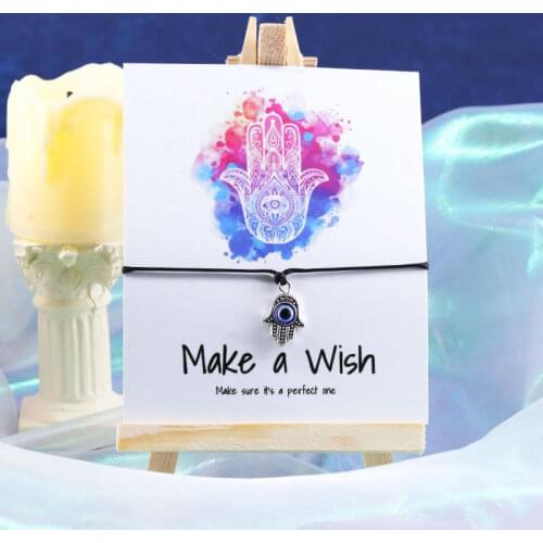 Make A Wish Hamsa Prayer Wish Bracelet Protection Hamsa Evil Eye Bracelet Hand of Fatima Spiritual Lucky Evil Eye Jewellery