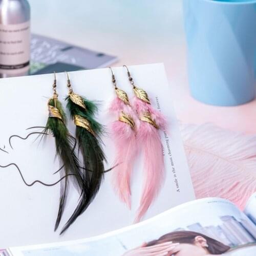 Fashion Personality Irregular Feather Tassel Earrings for Women Creative Exaggerated Geometric Long Drop Charm Earrings Jewelry