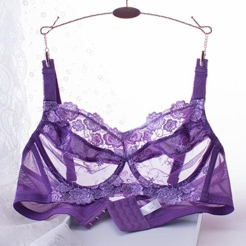 Womens Full Coverage Underwired Non-Foam Plus Size Floral Embrodiery Bra 34 36 38 40 42 44 46 48 B C D E F G H