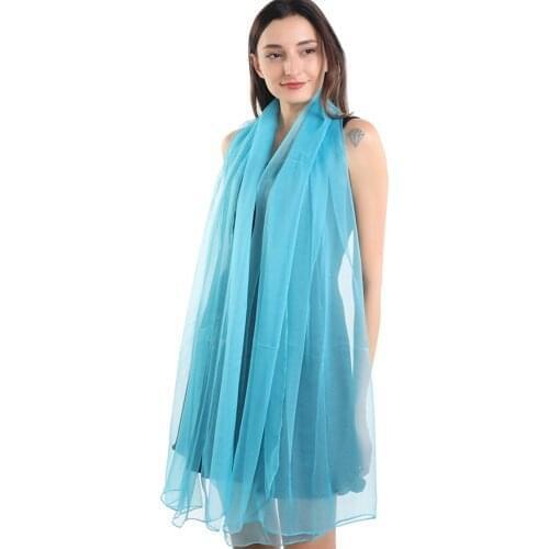 Ladies Chiffon Scarf Women Solid Color Blue Large Size Rayon Spring Autumn Summer Shawl Trendy Womens Fashion Scarves