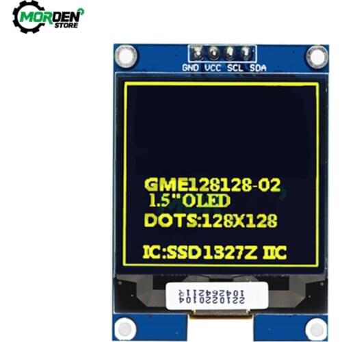 1.5 inch LCD Display IIC Serial White /Yellow OLED Display Module 128X128 I2C 1.5inch SSD1327 LCD Screen Board For Arduino