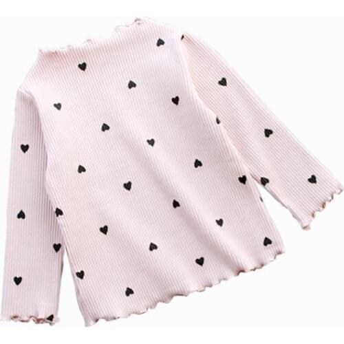 ZWY483 Autumn Baby Girls Cute Sweater Kid Love Pattern Printing Princess Long Sleeve Top Toddler Cotton Casual Costume Blouse