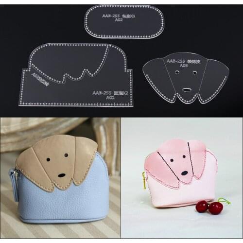 1 Set DIY Clear Acrylic Cute Animal Coin Purse Pattern Leather Template Leathercraft Tools Set 12*10*3CM