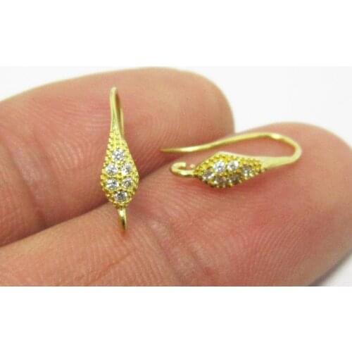 Brass earring hooks with rhinestone 14x9mm Drop Raw brass Earrings with bail -10pcs R2000