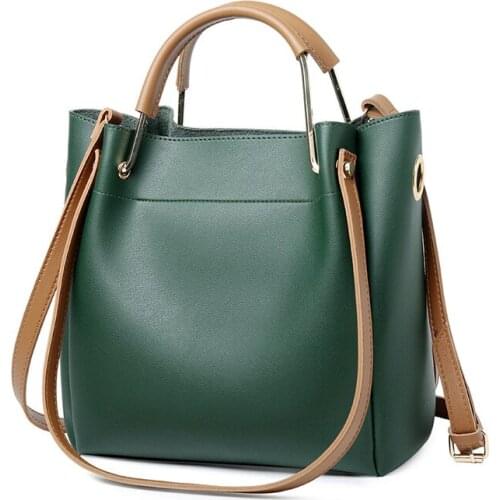 2020 Winter New Fashion Women Shoulder Bucket Bag Red Large Capacity Diagonal Bag Casual Green Shopping Bags Woman Zip Handbag