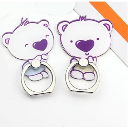 UVR 360 Degree Cartoon Couple Bear Finger Ring Smart Phone Stand Holder Mobile Phone Holder Stand For iPhone Huawei All Phone