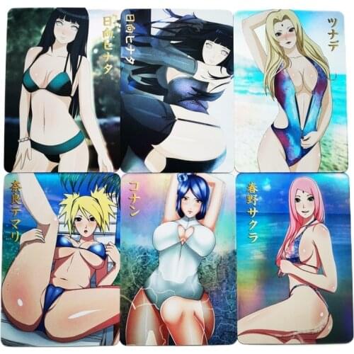 9pcs/set Naruto Swimsuit Bikini Hinata Tsunade Haruno Sakura Sexy Girls Hobby Collectibles Game Anime Collection Cards