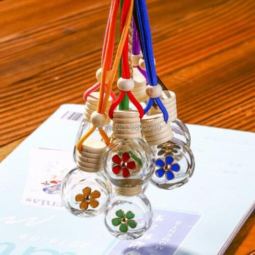 Car Bottle Hanging Glass Empty Bottle Car Ornaments Air Freshener Container For Essential Oils Perfume Pendant F929