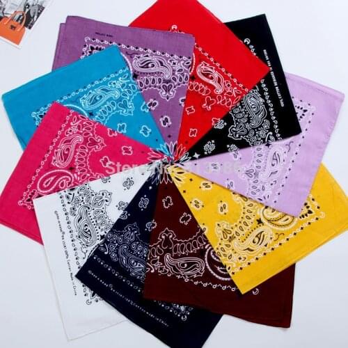 FOXMOTHER New Hip Hop 100% Cotton 55cm*55cm Black Red Paisley Printed Bandanas For Women/Men/Boys/Girls
