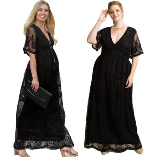 White Lace Maternity Dresses for Photo Shoot Summer V Neck Pregnancy Baby Shower Dress Pregnant Women Photography Maxi Dresses