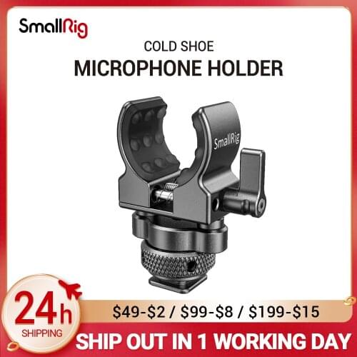 SmallRig Quick Release Cold Shoe Microphone Clamp Shot gun Microphone Holder with soft silicone to absorb bumps & noise BSM2352