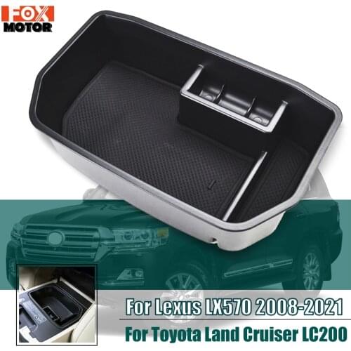 For Toyota Land Cruiser FJ200 LC200 Lexus LX570 Center Console Organizer Tray Armrest Storage Box 2008-2018 2019 Car Accessories