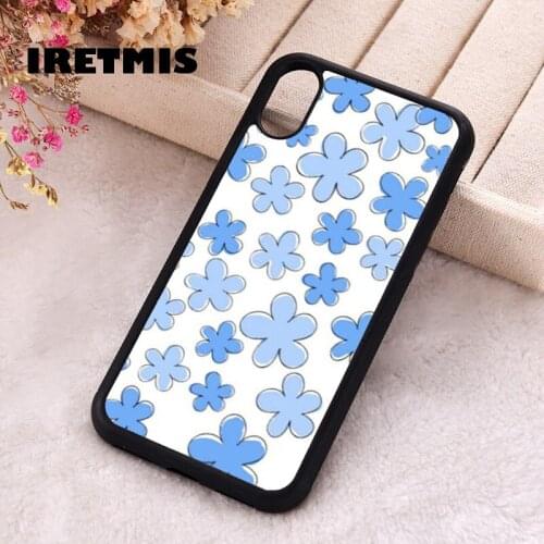 Iretmis 5 5S SE 2020 Phone Cover Case for iPhone 6 6S 7 8 Plus X Xs XR 11 12 Mini Pro Max Silicone TPU flower bloom blue