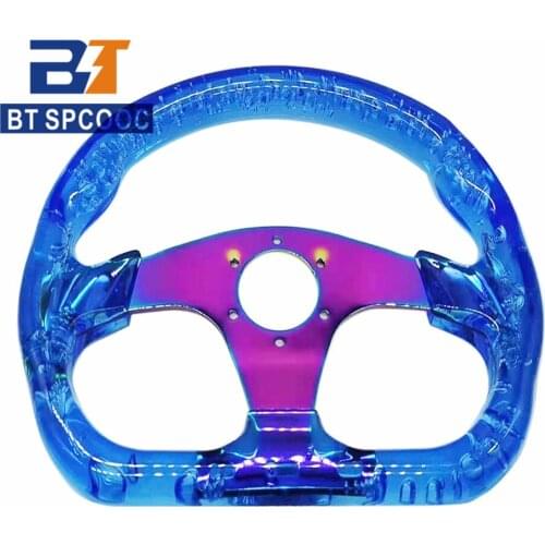 D Shape Transparent Acrylic Steering Wheel Motorsport 13 inch 320mm Steering Wheel Car Sport White Blue Green Red Black