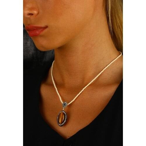 Dr Stone Natural Stone Women 'S Tiger 'S Eye Necklace Z121AR130 202320913