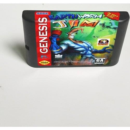 Earthworm Jim - 16 Bit MD Game Card for Sega Megadrive Genesis Video Game Console Cartridge