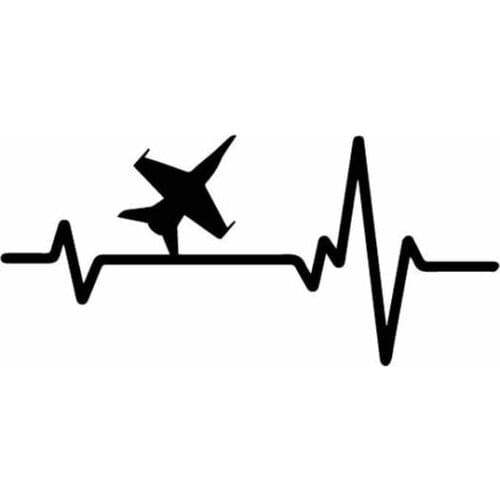 Cool Creative Aircraft ELECTROcardiogram Decorative PVC Dazzling Car Decals Black/silver 18CM* 8.4cm