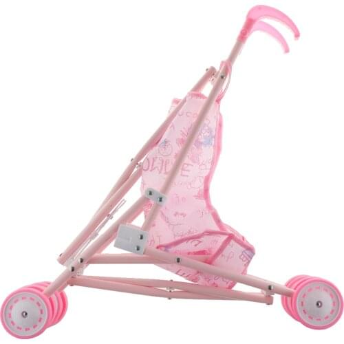 Lovely Stroller Cart Pushchair Pram Folding Trolley Toy Baby Doll Gift Pink