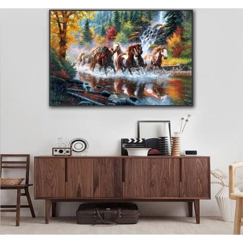 Running Horses wall canvas painting animals poster pictures for bed room wall decor on canvas custom wall art no frame