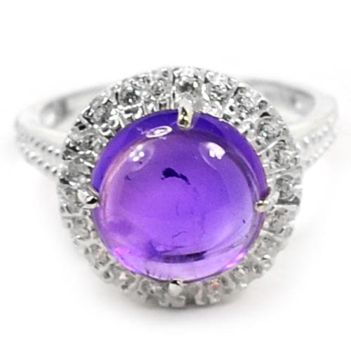 Genuine Amethyst Ring 100% 925 Sterling Silver , Size:7.25, KR0238