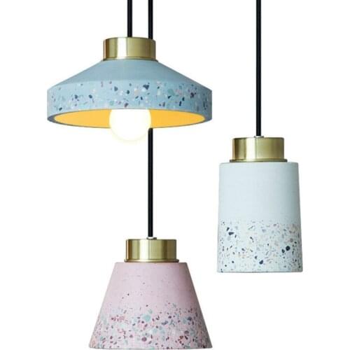 Nordic Simple Lamps Cafe Bar Counter Three-Head Table Lamp Bedroom Bedside Terrazzo Cement Pendant Lamp industrial LED lamp