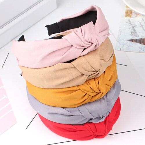 MISANANRYNE Wide Knot Hair Bands For Women Headdress Solid Color Headband Bezel Girls Hairband Hair Hoop Female Hair Accessories