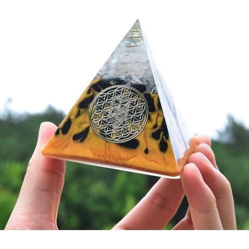 Original Kabbalah Flame Orgone Pyramid EMF Protection For Obsidian And White Quartz Goddess Healing Crystals Orgonite Pyramids