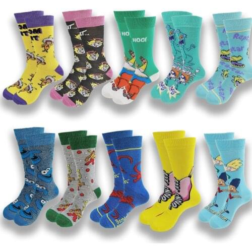 A Pair of Autumn and Winter Men Women Socks Fashion Cartoon Happy Novel Quality Stitching Soft and Comfortable Crew Socks