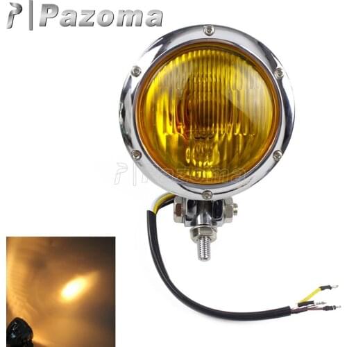 Chrome Amber Motorcycle 4.5" Front Vintage Headlight Custom Head Lamp High Low Beam Universal for Harley Sportster Dyna Bobber
