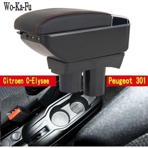 For C-Elysee Elysee 301 armrest box central Store content Storage box with cup holder ashtray USB interface