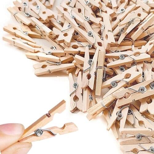 50Pcs 2.5cm Mini Natural Wooden Clothes Photo Paper Clothespin Craft Clips Sturdy Heavy-Duty Wooden Clothespins Photo Clips