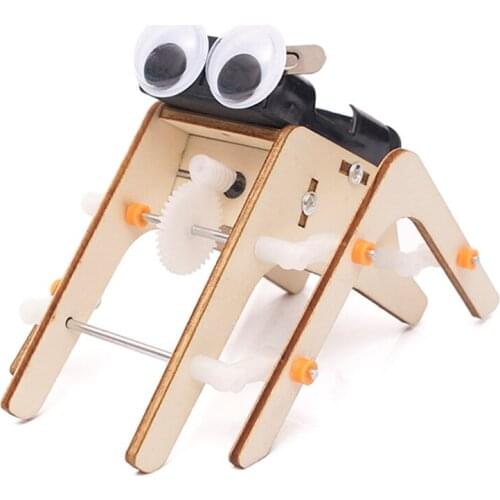 Spider Bionic Robot Wooden Assembly Model Creative Science Education Experiment Kit Children Fun Puzzle Toys Gifts 1 Set