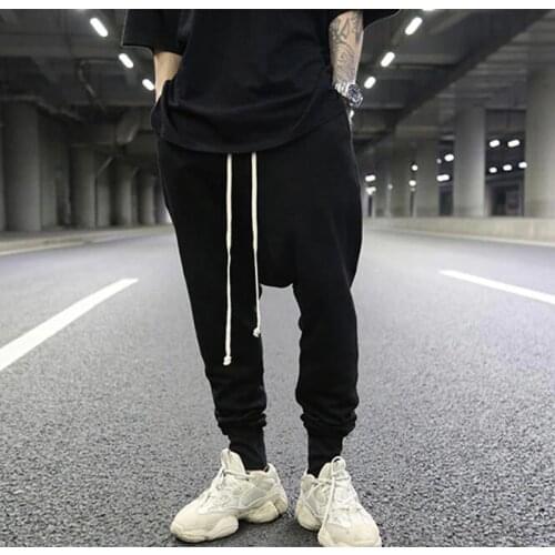 Latest Style Hip Hop Dance Harem Sweatpants Drop Crotch Pants Men Parkour Track Tapered Trousers