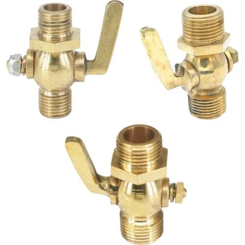 Connection 1/4" 3/8" 1/2" BSP Male Threaded Equal Brass Drain Petcock Shut Off Valve for Fuel Gas Oil Air