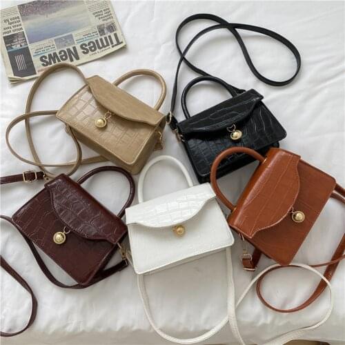 Women Luxury PU Leather Shoulder Crossbody Bag Fashion Alligator Pattern Mini Square Messenger Handbags Casual Solid Color Purse