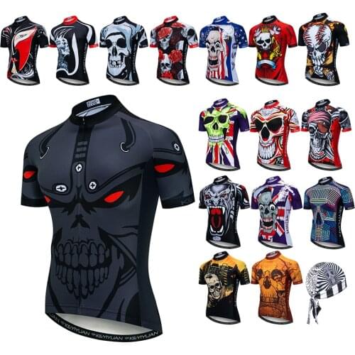 Weimostar Cycling Jersey Men Short Sleeve 2021 Short Sleeve Summer Racing Pro Bicycle Clothing MTB Bike Jersey Skull Shirt Top