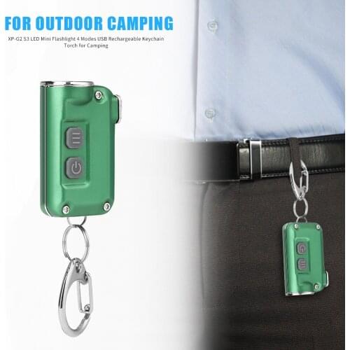 Waterproof Portable LED Electric Torches 4 Modes USB Rechargeable Keychain Mini Flashlight for Outdoor Travel Camping