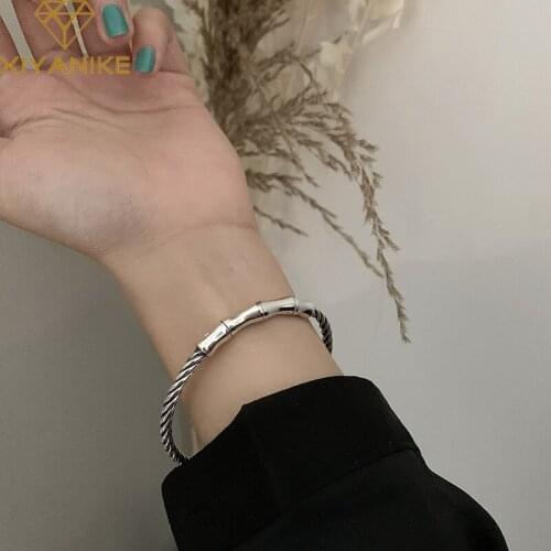XIYANIKE 925 Sterling Silver Retro Twist Woven Bamboo Thin Bangle Female Simple Temperament Jewelry Gift For Lovers Dropshipping