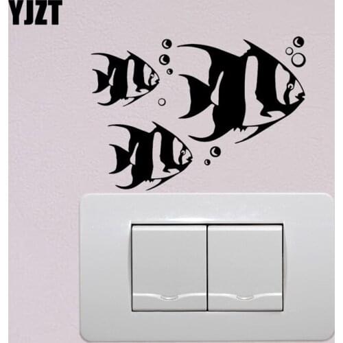 YJZT Lovely Ornamental Fish Living Room Decor Animal Wall Switch Sticker Vinyl Decal S19-0226